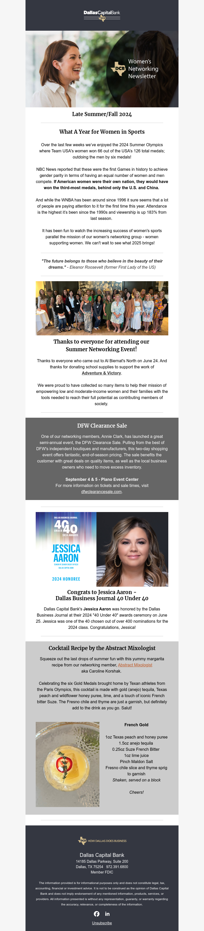 DCB Women's Networking Newsletter Late Summer/Fall 2024