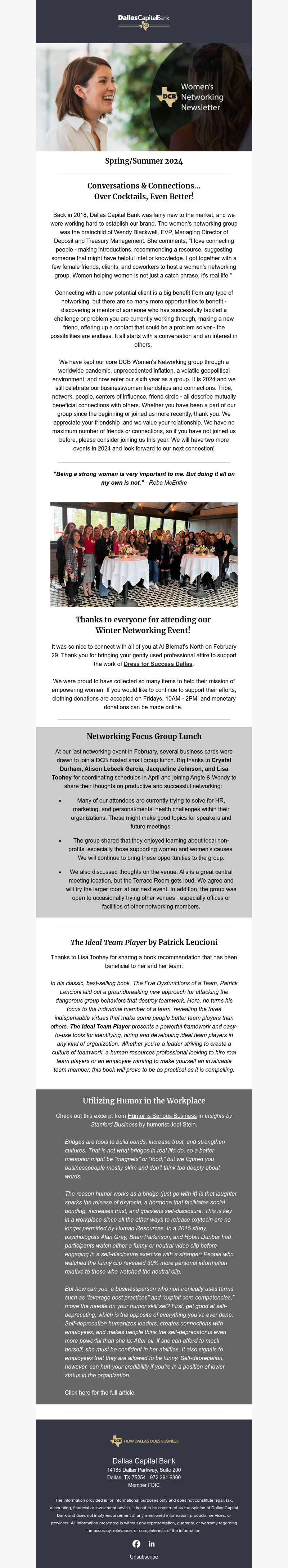 DCB Women's Networking Newsletter Spring/Summer 2024